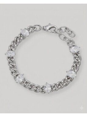 Kendra Scott Cailin Crystal Chain Bracelet Rhodium Metal White CZ